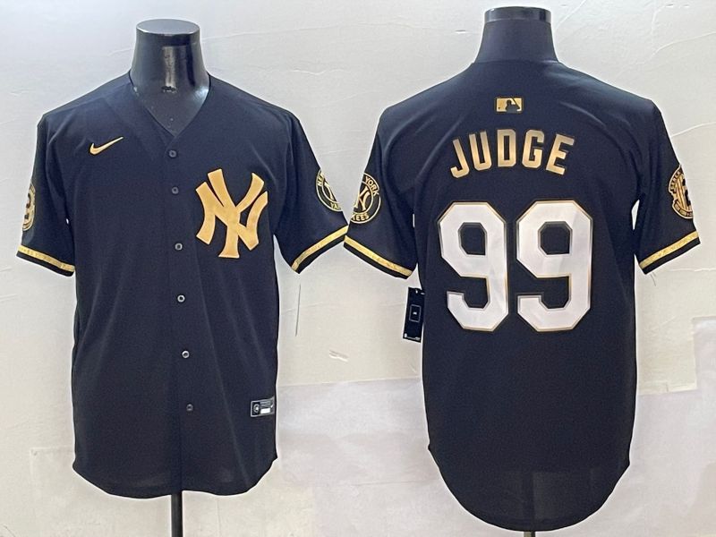 Men New York Yankees 99 Judge Black Gold Five generations Nike 2025 MLB Jersey style 1